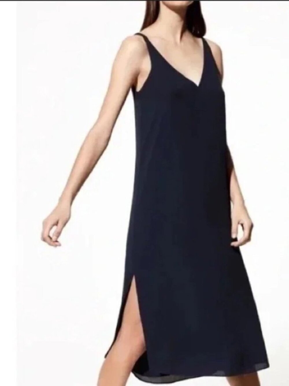 Aritzia Babaton Jeremy Midi Slip Dress Navy Blue